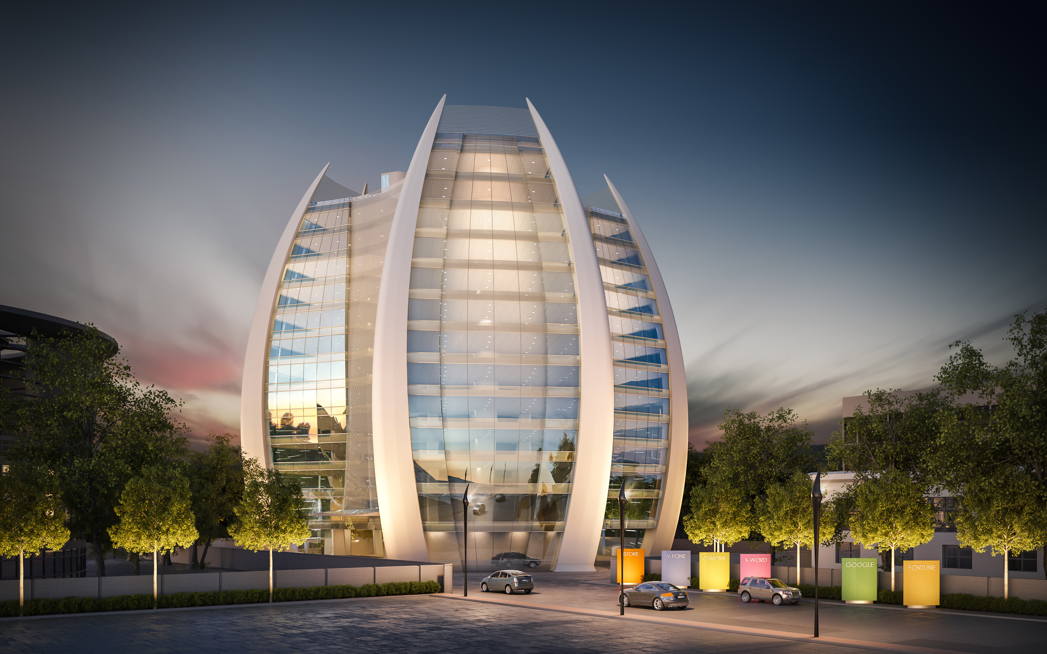 K10 Grand Commercial High Rise is a 12-storey corporate office building inspired by the Burj-Al-Arab.